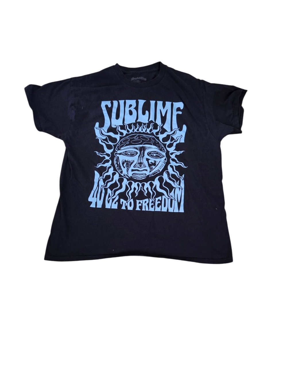 Sublime '40oz to Freedom' Black Tee with Blue Sun Graphic